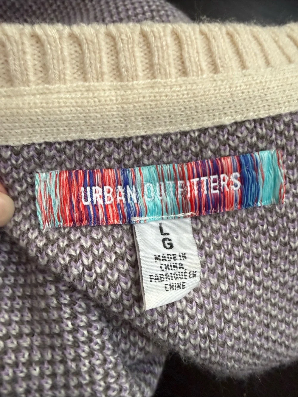 Urban Outfitters Abstract Wave Sweater Vest Size Large Purple Cream Y2K Grunge